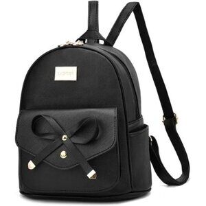Cute Mini Leather Backpack Fashion Black